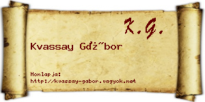 Kvassay Gábor névjegykártya