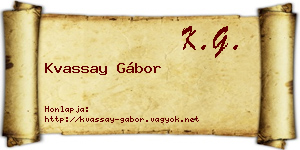 Kvassay Gábor névjegykártya
